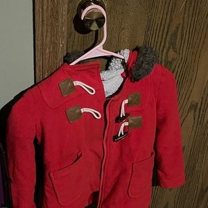 Red pea coat